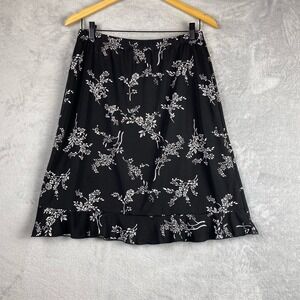 Vintage Premiere Collection Mini Skirt L Black Floral Cottagecore Coastal Y2K